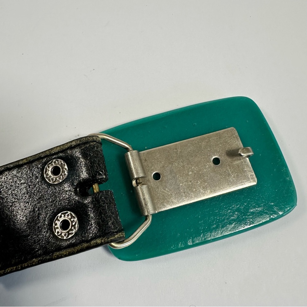 Vintage Classico Italia Genuine Leather Black Belt Retro Buckle Mens L‎ Unisex - Picture 3 of 7